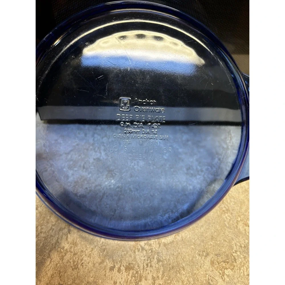 Anchor Hocking Ovenware Cobalt Blue Deep Pie Plate 9